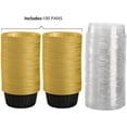 thumbnail image 3 of 100 Pieces Aluminum Foil with Lids, 5oz Disposable Ramekin Cupcake Liners, Tart Pie Tin Pan Holder, Mini Cake Containers for Pudding, Souffle, Party, Wedding, Black Gold Color, 3 of 4