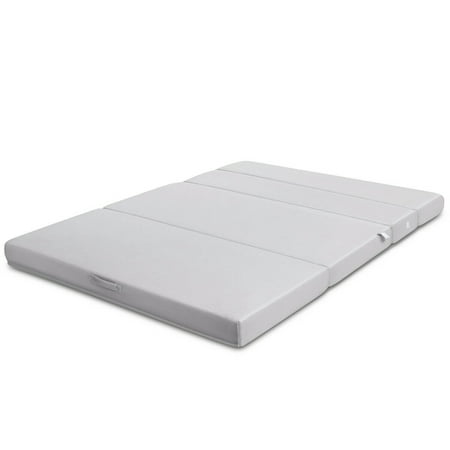 Gymax 4'' Queen Size Foam Folding Mattress Sofa Bed Guests Floor Mat Carrying Handles
