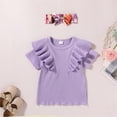 thumbnail image 4 of zuwimk Toddler Girl Clothes,Little Girl's Long Sleeve Cartoon Pullover Shirt and Jeans Pants Outfit Set Purple, 4 of 5