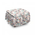 thumbnail image 1 of Floral Ottoman Cover, Paintbrush Drawn Flowers, 2 Piece Slipcover Set with Ruffle Skirt for Square Round Cube Footstool Decorative Home Accent, Standard Size, Pale Eggshell Peach, by Ambesonne, 1 of 5