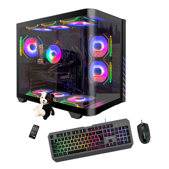 PreBuilt Gaming PC Computer Desktop – i5-11600, RX580 8GB GDDR5, 16GB DDR4,512GB NVME SSD   1TB HDD, 9 ARGB Fans, WIN 11 PRO, 1080p Gaming Ready