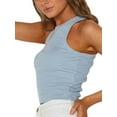 thumbnail image 5 of Aunavey Women's Round Neck Basic Racerback Camisole Rib-Knit Solid Sleeveless Crop Tank Tops, 5 of 8