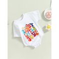 thumbnail image 3 of Wassery Baby Girls Romper Tops Floral Colorful Letter Print Short Sleeve Crew Neck Jumpsuits Toddler Summer Casual Bodysuits 0-3T, 3 of 7