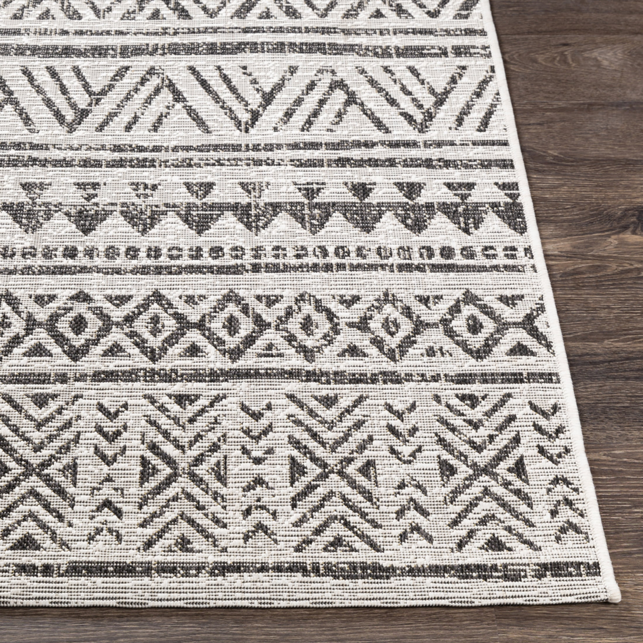 Livabliss Outdoor Rugs, 3x12 Eagean Global Black Runner Area Rug for Patio, Porch, Deck, Backyard, Waterproof Indoor Outdoor Carpet (2'8" x 12' Runner)