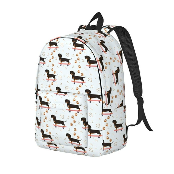 Cauagu Dachshund On A Skateboard Pattern Travel Laptop Backpack for Men Women,Casual Daypack College Backpack Business Work Bag for Weekender Business Hiking-Small