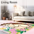 thumbnail image 2 of ODIKA 8'x10' Machine Washable Non-Slip Area Rug, Whimsical Woodland Creature Latch Hook Kit with Adorable Spiky Friend High Traffic Rug with Pad, Pink, 727549, 2 of 8