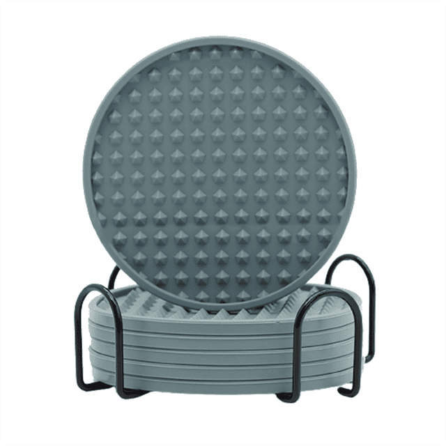 Tapis BBQ et Tapis Résistant au Feu en Silicone pour Boissons, Tapis Rond pour Tasse avec Support, Coussinets pour Pots avec Rainure Profonde