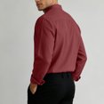 thumbnail image 6 of LEAVINGSUO Mens Dress Shirts Stand Collar Solid Color Casual Button Pocket Long Sleeve Shirt Wine L, 6 of 6