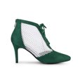 thumbnail image 3 of Unique Bargains Women's Mesh Lace Up Stiletto Heel Ankle Boots, 3 of 7