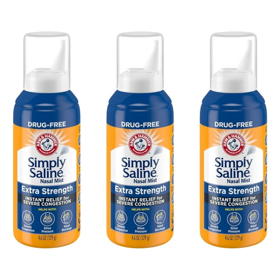 3 Pack - Simply Saline Adult Nasal Mist Extra Strength For Severe Congestion 4.6 oz Each