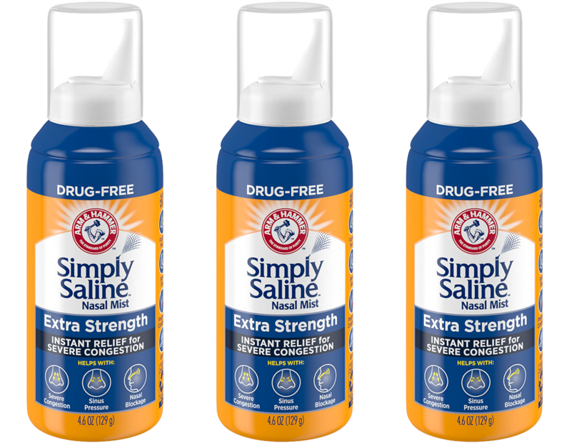 3 Pack - Simply Saline Adult Nasal Mist Extra Strength For Severe Congestion 4.6 oz Each