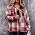 thumbnail image 2 of Chaqueta a cuadros de mujer de manga larga cálida que mantiene cómoda suave transpirable chaqueta femenina de moda, 2 of 5