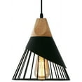 thumbnail image 1 of Lámpara colgante vintage, diseño de madera y metal, lámpara de techo industrial, pantalla de lámpara colgante, 27 luces, lámpara de pared para comedor, cocina, color negro | JUNJUN, 1 of 5