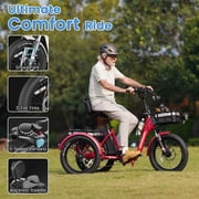MOONCOOL TK Pro Foldable Electric Tricycle W/ Rearview mirror accessory Kit, 1500W Motor 48V 20Ah Battery, 20 Fat Tire Three Wheel 6-Speed Electric Mountain Bicycle for Adults