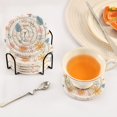 thumbnail image 3 of Yayeee 6 PCS Drink Coasters with Holder Set Woven Absorbent Round Tabletop Hot Pad, Cartoon Doodles, 3 of 7