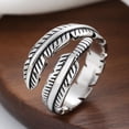 thumbnail image 1 of HomeKingdee Fashion Open Leaf Ring for Men and Women - Retro Style Metal Ring with Inlaid Rhinestones for Weddings, Parties, Gifts, 1 of 5