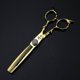 thumbnail image 4 of Tijeras de peluquería japonesas 440C doradas de 15 cm (6 pulgadas) ultra afiladas, tijeras profesionales de barbero con estuche., 4 of 5