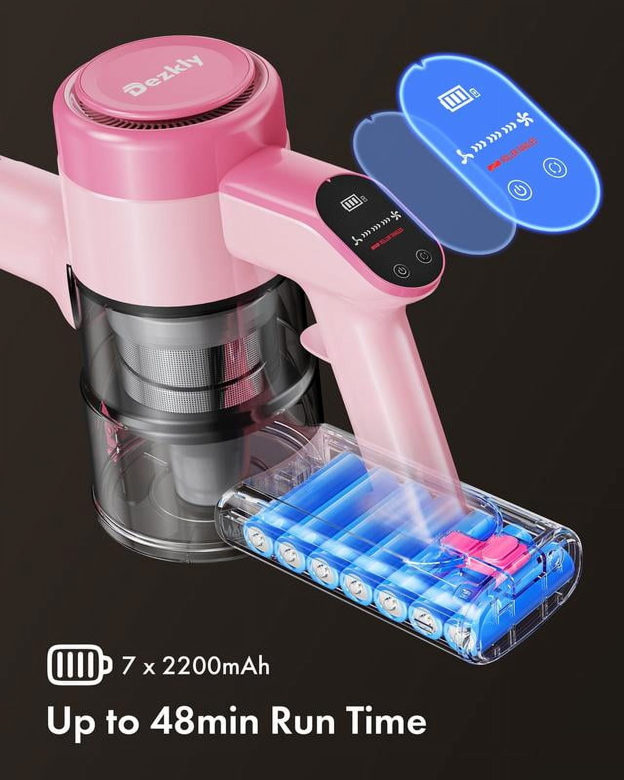 Dezkly Cordless Vacuum Cleaner, 300W 23KPa Lightweight Stick Vacuum with 48mins Runtime Battery, 3 Suction, LED Display, Powerful Vacuum Cleaner with Sofa Brush for Hard Floor/Carpet/Pet Hair/Car