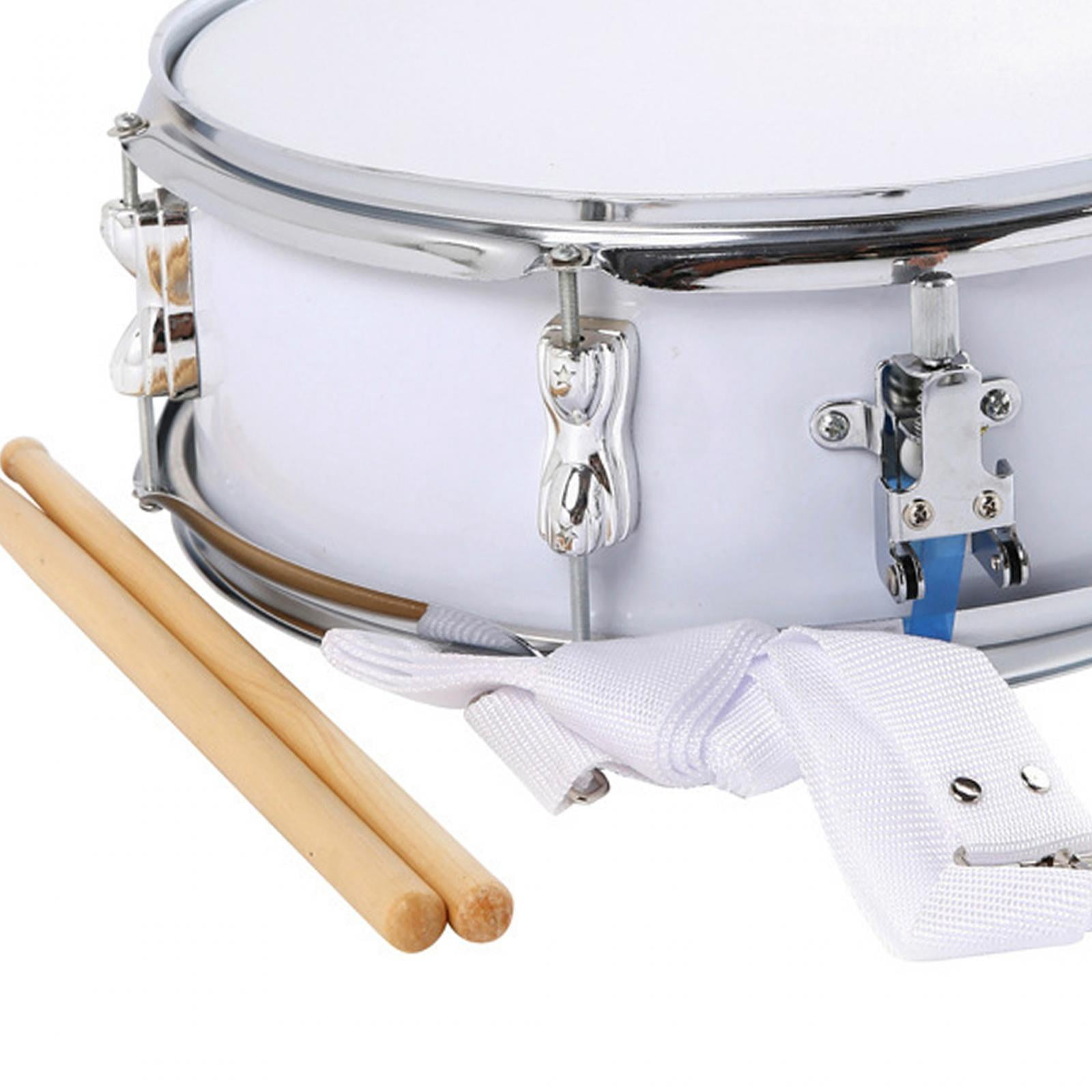STARTIST 13" Snare Drum Music Drums Portable with Shoulder Strap Percussion Instrument Double Tone Drum for Kids Boys Girls Beginners White