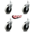 thumbnail image 2 of 4 Inch Thermoplastic Rubber Wheel 3/8 Inch Threaded Stem Caster Set of 4 SCC, 2 of 2