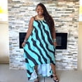 thumbnail image 6 of Women's Plus Size Wavy Hi Lo Print Maxi Dress, 6 of 7