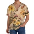 thumbnail image 1 of Fotbe Vintage Floral Butterfly Collage Camisa Estampada de Manga Corta para Hombre, Casual de Verano, Estilo Playero, Sin Arrugas-Small, 1 of 5