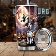 thumbnail image 3 of Spooky Halloween Night Witch Dalmatian Glowing Pumpkins 20oz Stainless Steel Tumbler Insulated Cup with Lid Dog Lover - 12015, 3 of 5