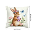thumbnail image 2 of Beforeyayn Easter Pillow Covers 18x18 Inch Easter Eggs Bunny Flowers Spring Cute Rabbit Easter Themed Decorative Throw Pillow Cases Outdoor Farmhouse Decoration for Sofa Couch Bed, 2 of 6