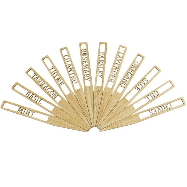 Taqqpue 12PC Wooden Plant Sign Plant Stake Label Inserted Into Flower