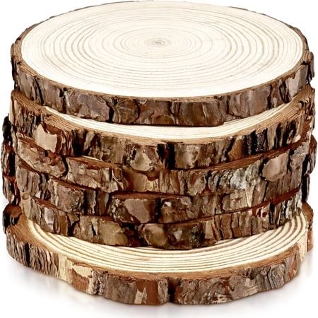 SELIVO 6 Pack Nature Unfinished Round Wood Slices, 7-8 Inches Wooden Circle, Large Wood Slabs for Weddings Centerpieces Decor and DIY Painting Crafts