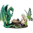 thumbnail image 3 of Ebros Amy Brown Elf Earth Fairy With Green Dragon Playing Chess Statue 7"H, 3 of 6