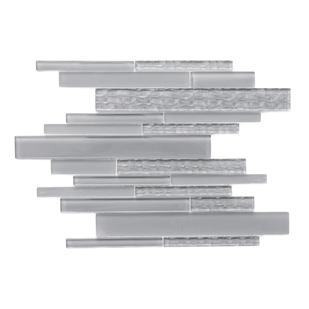 The Tile Life Karma Brick 4 in x 4 in Light Gray Glass Textured Mosaic Tile Sample 1 Piece