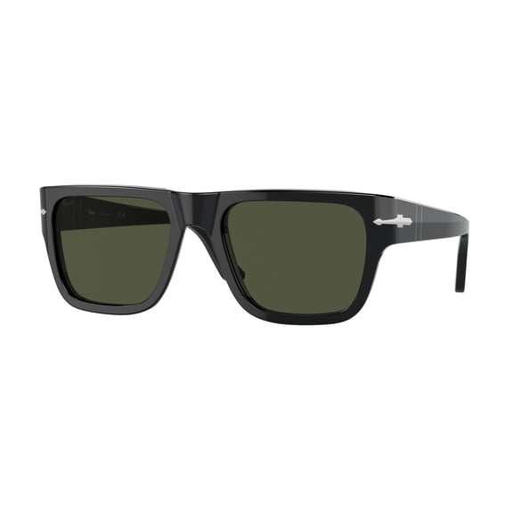 Persol Men's 0Po3348s Bold Rectangular Acetate Sunglasses With Silver Arrow Detail Black