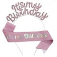 thumbnail image 1 of Fiudx Diadema de Cumpleaños, Diseño de Diamantes de Imitación Brillantes, Material de Aleación Elástica, Ajuste Cómodo, Banda de Feliz Cumpleaños, Tela de Satén y Purpurina, Decoraciones para Fiestas, 1 of 1