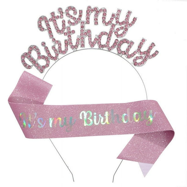 Decoración del hogar, decoración de la habitación, decoración de la pared NUEVO CUMPLEAÑOS Diadema Hombro Conjunto Ceremonial ES MI CUMPLEAÑOS Tira Accesorios para el cabello Suministros para fiestas
