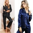thumbnail image 5 of Pyjama en Satin de Soie pour Femmes Pyjamas Dames PJS Tenue d'Intérieur Vêtements de Nuit Ensembles Nuisette, 5 of 5