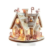 CMrtew Christmas 2D House Ornament Acrylic Holiday Cabin Decor with Base | Special Shape Tabletop Art for Home, Desktop, Shelf Display | Festive Winter Village Decoration