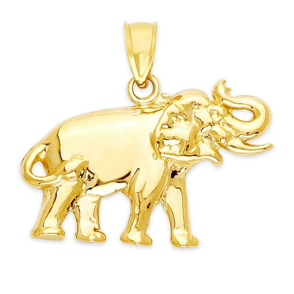 10k Gold African Elephant Pendant, Safari Jewelry, Maternal Gifts for Her