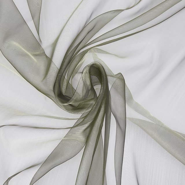 Tela de organza ligera y transparente de 5,47 yardas, tela brillante, tela de gasa holográfica iridiscente de 59 pulgadas, tela de voile bicolor, tela verde oliva oscuro