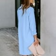 thumbnail image 4 of Dpytoraw Women Casual Solid Dress Long Sleeve Turtleneck Pocket Dress Shirt Split Hem Casual Loose Dress, 4 of 5