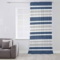 thumbnail image 3 of Navy Blue Stripes Semi Sheer Curtains Drapes for Living Room,Bedroom,French Doors Window 96 Inches Long,Modern Minimalist Horizontal Ombre Lines Rod Pocket Chiffon Curtain Drapery Voile Drape Panel, 3 of 6