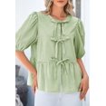 thumbnail image 4 of Blusa PRETTYGARDEN Camisa a rayas con lazo en la parte delantera para mujer 2025, 4 of 9