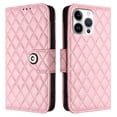 thumbnail image 2 of For Apple iPhone 16 Pro Max Argyle Pattern PU Leather Wallet Case Magnetic Flip Cover 7-Card Slots Pocket With Detachable  Wrist Strap,Pink,For iPhone 16 Pro Max, 2 of 7