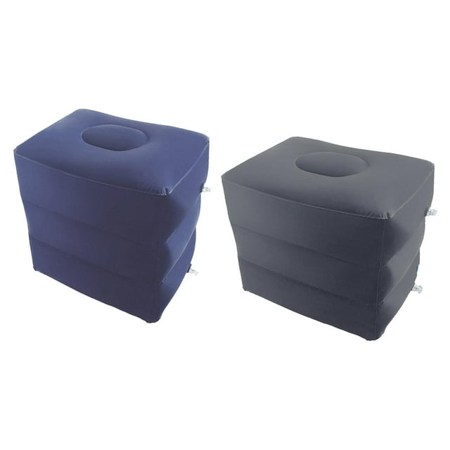 2 piezas Reposapiés Almohada Taburete Cama Trenes Hogar Reposapiés Inflable Azul Profundo Gris Profundo