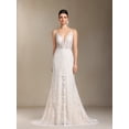 thumbnail image 1 of Vestido largo de encaje Vallea con cuello en V y abertura en la espalda, 1 of 6