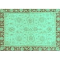 thumbnail image 1 of Ahgly Company Machine Washable Indoor Rectangle Oriental Turquoise Blue Traditional Area Rugs, 7' x 10', 1 of 4