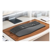 Delton KB250 Computer Ergonomic Wireless Keyboard with USB Dongle, Curved Keyboard with Wrist Pad, Natural Typing Full-Size Quiet Keyboard, Compatible for Laptop/PC/Tablets/Smartphone - Black