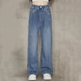 thumbnail image 2 of HIPYLO Short Jeans Teen Girl Jeans Lined Pants Business Pants Size 14 Girls Clothes 10 Year Old Girl Clothes Girls Size 14-16, Navy 9-10 Years, 2 of 3
