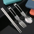 thumbnail image 6 of Lylong Foldable Camping Spoon Fork Chopsticks Flatware Camping Utensil Set Folding Picnic Cutlery Utensil Spoon Chopsticks Fork Set, 6 of 8