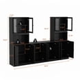 thumbnail image 4 of RichYa 4Pcs Kitchen Pantry Storage Cabinet Set,Modular Furniture Cabinets with Display Glass Doors,Hutch Buffet Cabinet with Shelves & Countertop for Dining Room,Black, 4 of 10